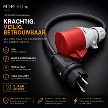 Verloopkabel 230V naar CEE 16A 5-polig 0.5M – H07RN-F IP44