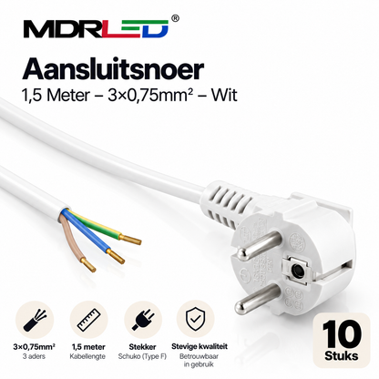 Verbindungskabel 1,5 m Euro 3 x 0,75 mm² weiß MDRLED®