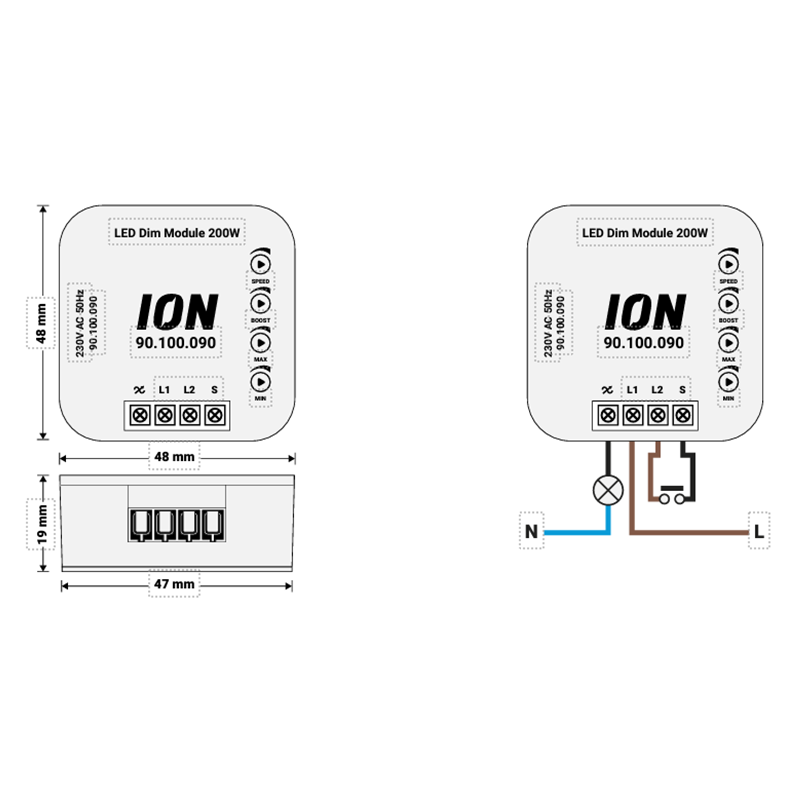 TOUCH TRIAC LED DIMMER LED Dim Module  0.3-200 Watt ION INDUSTRIES MDRLED®