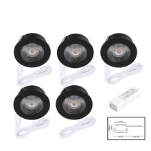 LED Meubelspot 3W – Set van 5 – 12V – IP44 – Ø55 mm – Zwart/Wit/Zilver – MDRLED®