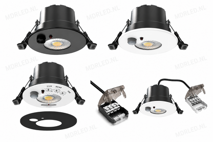 LED Inbouwspot Lisa 6W  Zwart & Wit  Met PIR Sensor  CCT-Schakelaar  IP65  MDRLED®
