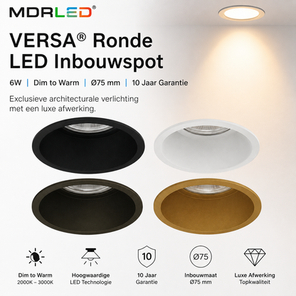 LED Inbouwspot VERSA® Brons | 6W | Dim to Warm | Ø75 mm  Module