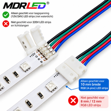 MDRLED® LED Strip RGB Klikconnector | 4-PIN | 10mm | 50cm | 50 Stuks