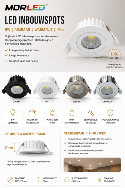 Reflektory wpuszczane 1-6-8-12-pak - 5 W DIM MDRLED®