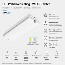 LED-Verandabeleuchtung 3W CCT-Schalter Für den Innen- und Außenbereich - energieeffizient - IP66 MDRLED®
