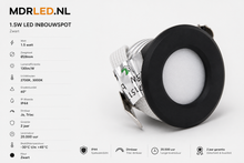 LED MINI EINBAUSPOT 1,5W DIM SCHWARZ MDR LED