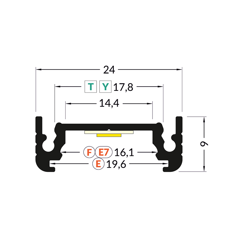 PROFIEL SURFACE 14MM WIT