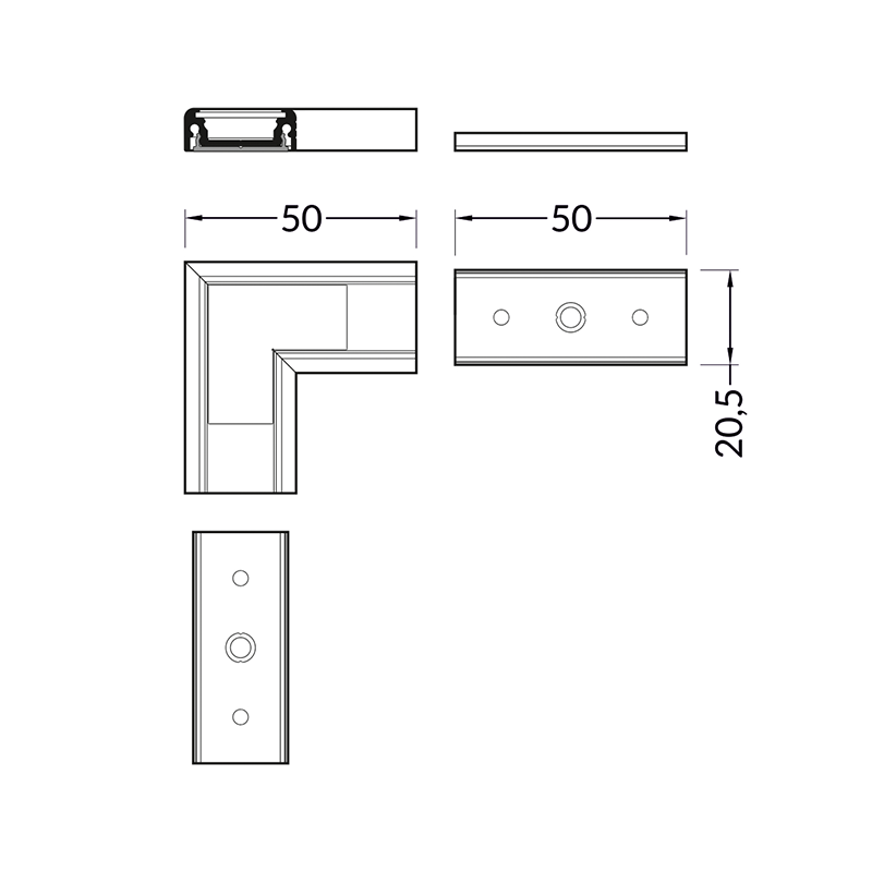 HOEKSTUK SURFACE 14MM WIT