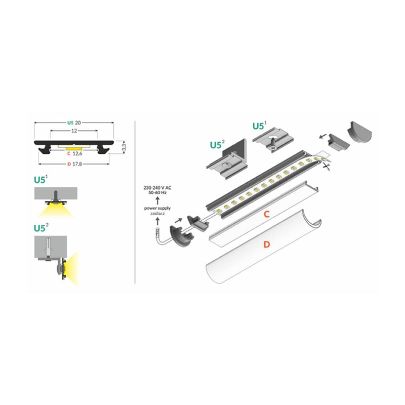 PROFILE MDR12 Schwarz 12mm 2 Meter Flexibles LED Profil MDRLED®