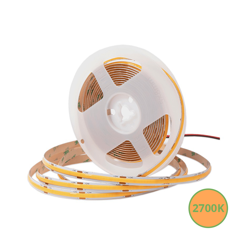 COB LED strip 24V IP20  2700K  5M  10W/M  Vrij Knipbaar  MDRLED®