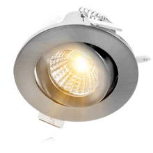 ECODIM ED-10063 LED-Einbaustrahler, geringe Einbautiefe, IP54, Maße zu warm, 55 mm, rund, eingebaut, Nickel.MDRLED®