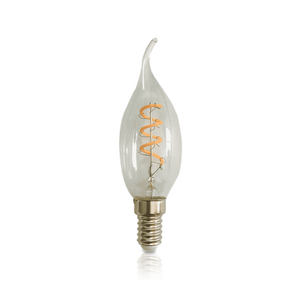 Żarówka LED Filament E14 w kształcie świecy - ściemnialna, przezroczysta, 4 W, 2200 K MDRLED®