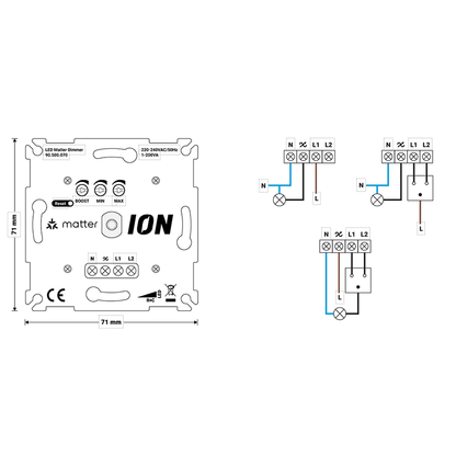 MATTER TRIAC LED ŚCIEMNIACZ 0,3-200 W ION INDUSTRIES MDRLED®