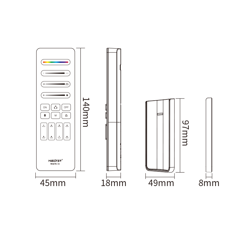 Mi-Light Afstandsbediening voor Magische LED strips  2.4GHz