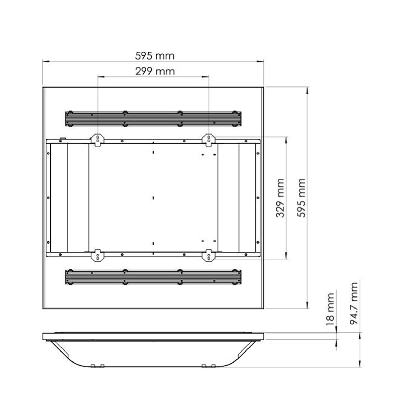 FRONT-LIT PANEEL  LOW GLARE  CCT  60X60CM  CCT-SWITCH