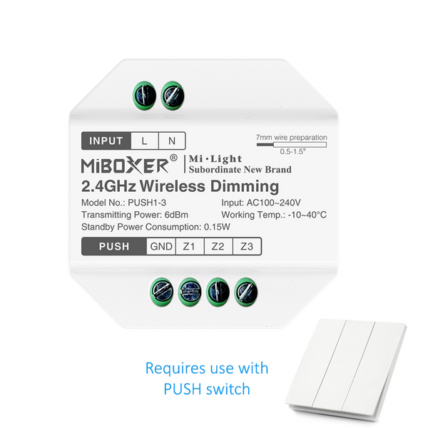 MI-LIGHT PUSH DIM MODULE  3-ZONES