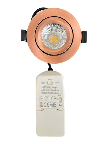 LED Inbouwspot  LUNA  6W  Dimbaar  Koper CCT-Switch  IP65