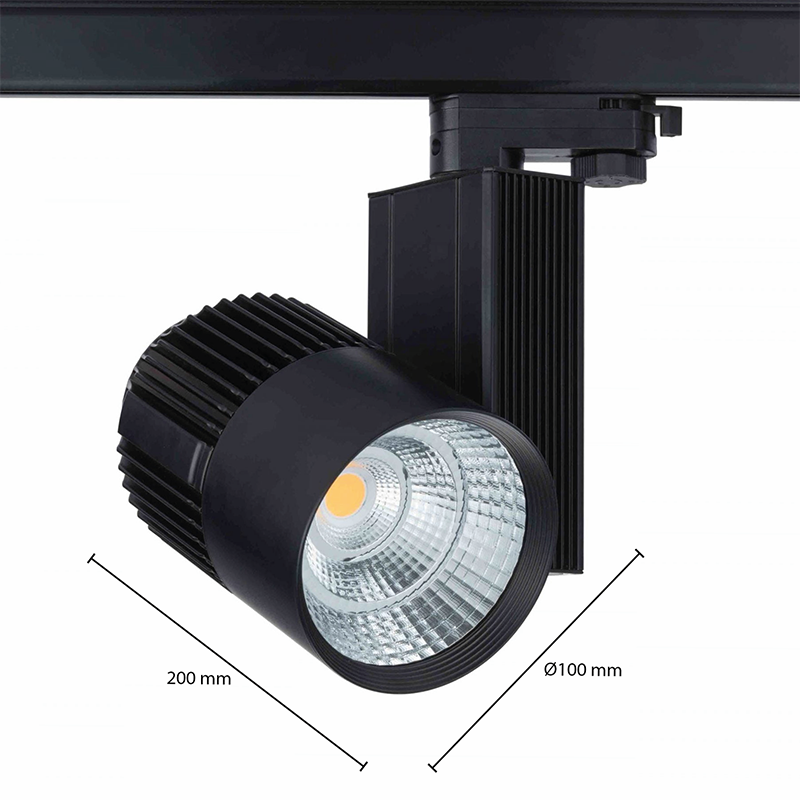 3-FASE RAILSPOT 40W 38° CRI>95 ZWART MDRLED®