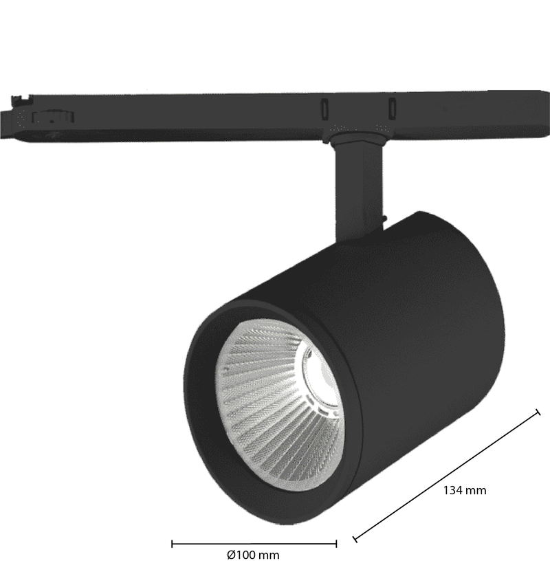 3-FASE RAILSPOT 38° wit/zwart 40 Watt DIMBAAR CRi>97   MDRLED®.