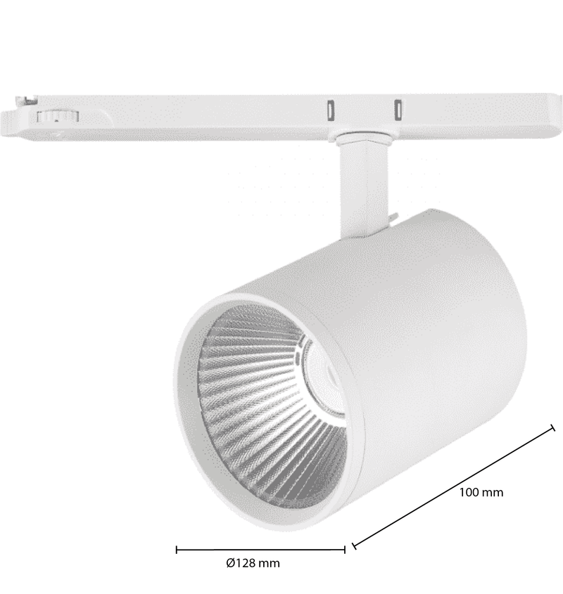 3-FASE RAILSPOT 38° wit/zwart 40 Watt DIMBAAR CRi>97   MDRLED®.