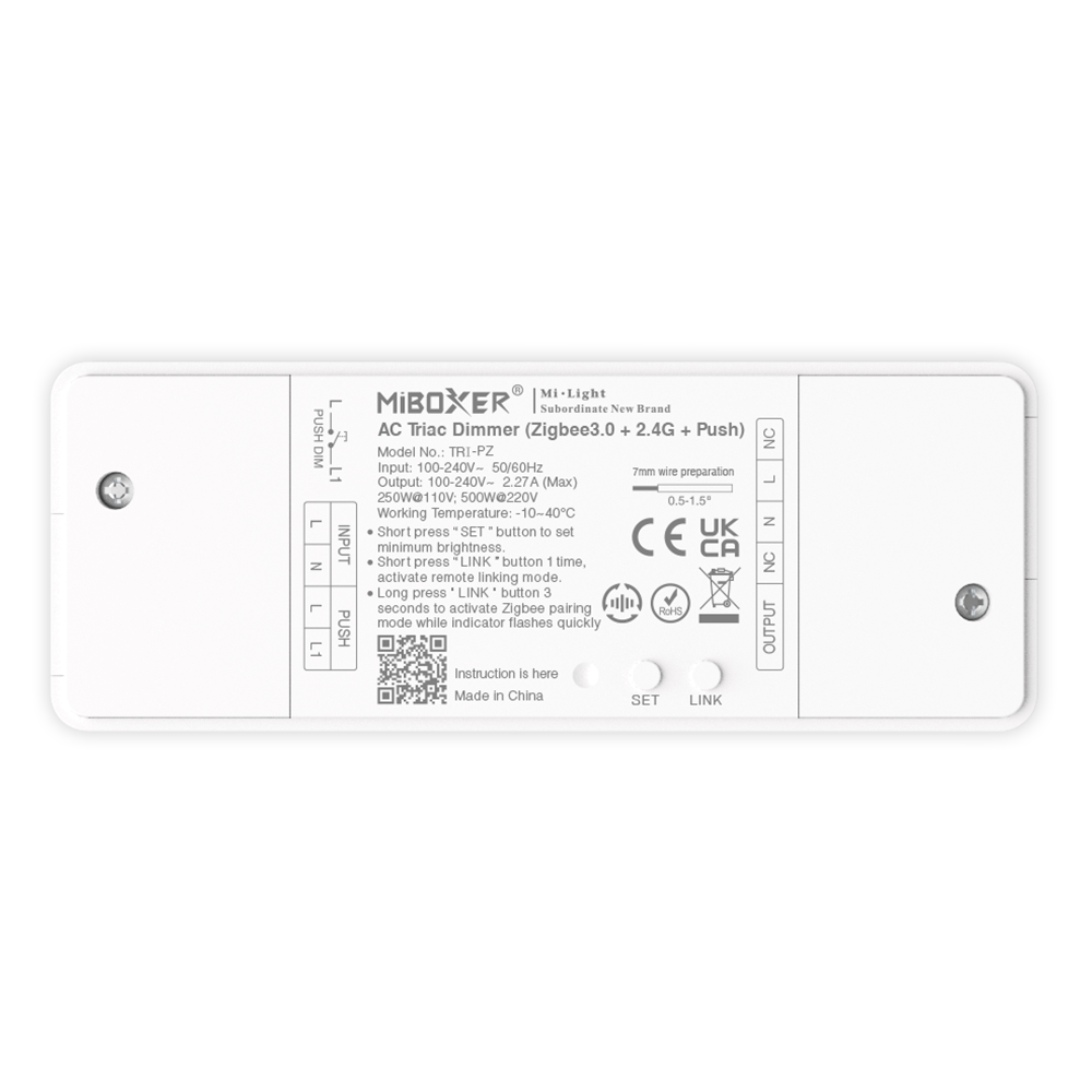 LED Triac dimmer | 500W | Zigbee 3.0 + 2.4GHz + push
