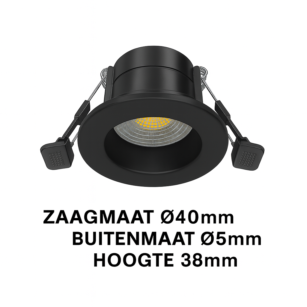LED Inbouwspot Mimi 4W | MDRLED® | Zwart | Dimbaar | IP65 | CCT-schakelaar Actie