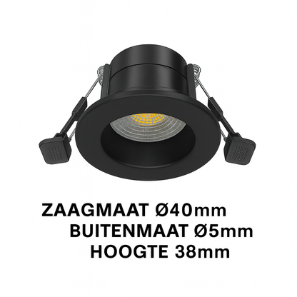 LED Inbouwspot Mimi 4W | MDRLED® | Zwart | Dimbaar | IP65 | CCT-schakelaar Actie