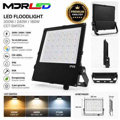 LED schijnwerper Aurus | 180/240/300W | CCT & Power Switch | 150 lm/W | IP66