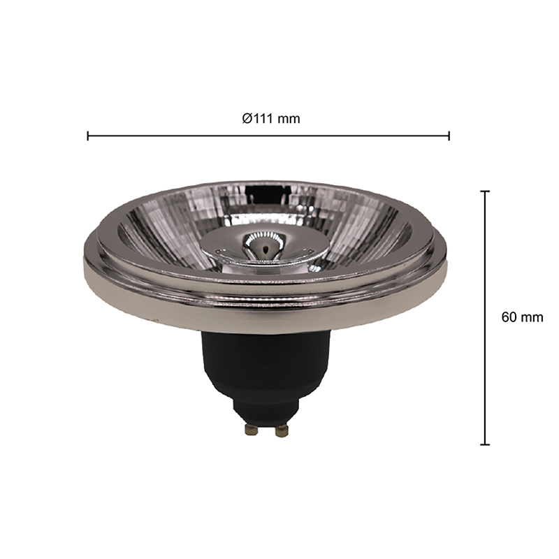 LED AR111  GU10  SPOT  24°  12W  ZWART  2700K 4000K  MDRLED®