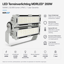 LED Terreinverlichting MDRLED® 200W IP65| 5000K  32.000 lumen  7 Jaar Garantie