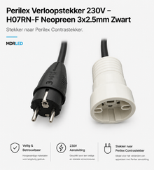 Perilex Adapterstecker H07 RN-F Neopren SCHWARZ 3x2,5mm 230V Stecker auf Perilex Gegenstecker MDR LED ®