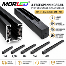 3-Fase Spanningsrail Zwart 1–4 Meter | Professioneel Railsysteem
