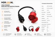 MDRLED® 230V Stekker naar CEE 16A Verloopkabel | Schuko naar CEE Adapter | 16 Ampère