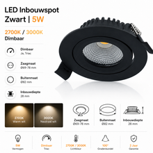 SLIM-FIT 5W dimmbarer Einbaustrahler in Schwarz 2700K/3000K MDRLED®