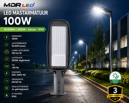 MDRLED® LED Mastarmatuur 100W | 10.000lm | 5500K | Daglichtsensor | IP65  Actie