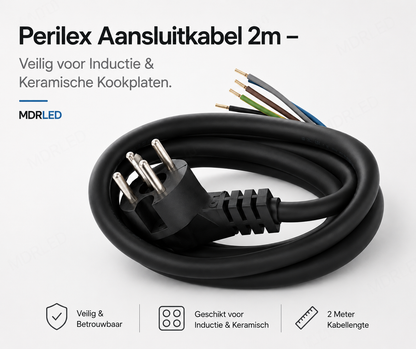 stekker Perilex 5-polig haaks + VMVL snoer 5x15mm² zwart 1.5 meter MDRLED®