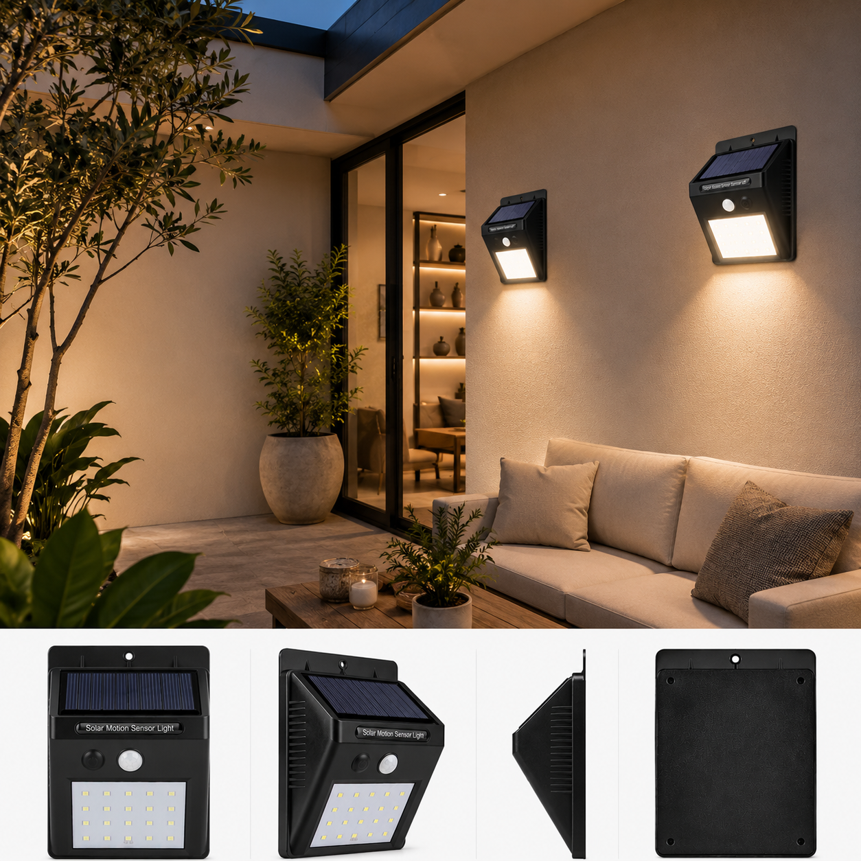Solar Buitenlamp - Set van 2 Stuks - Bewegingssensor - 20 LED - Waterdicht - Buiten & Tuin sensor - Buitenverlichting op Zonne-energie