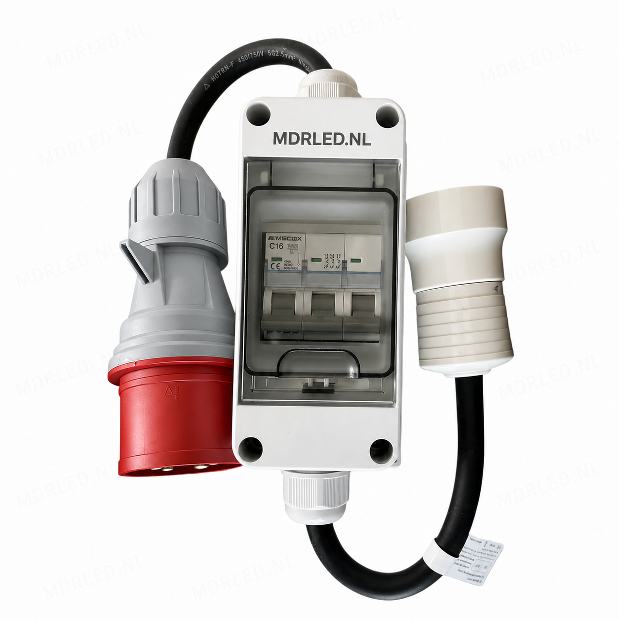 16A CEE naar Perilex Verloopkabel met Automaat 16A IP44 | 400V Krachtstroom Adapter | MDRLED®