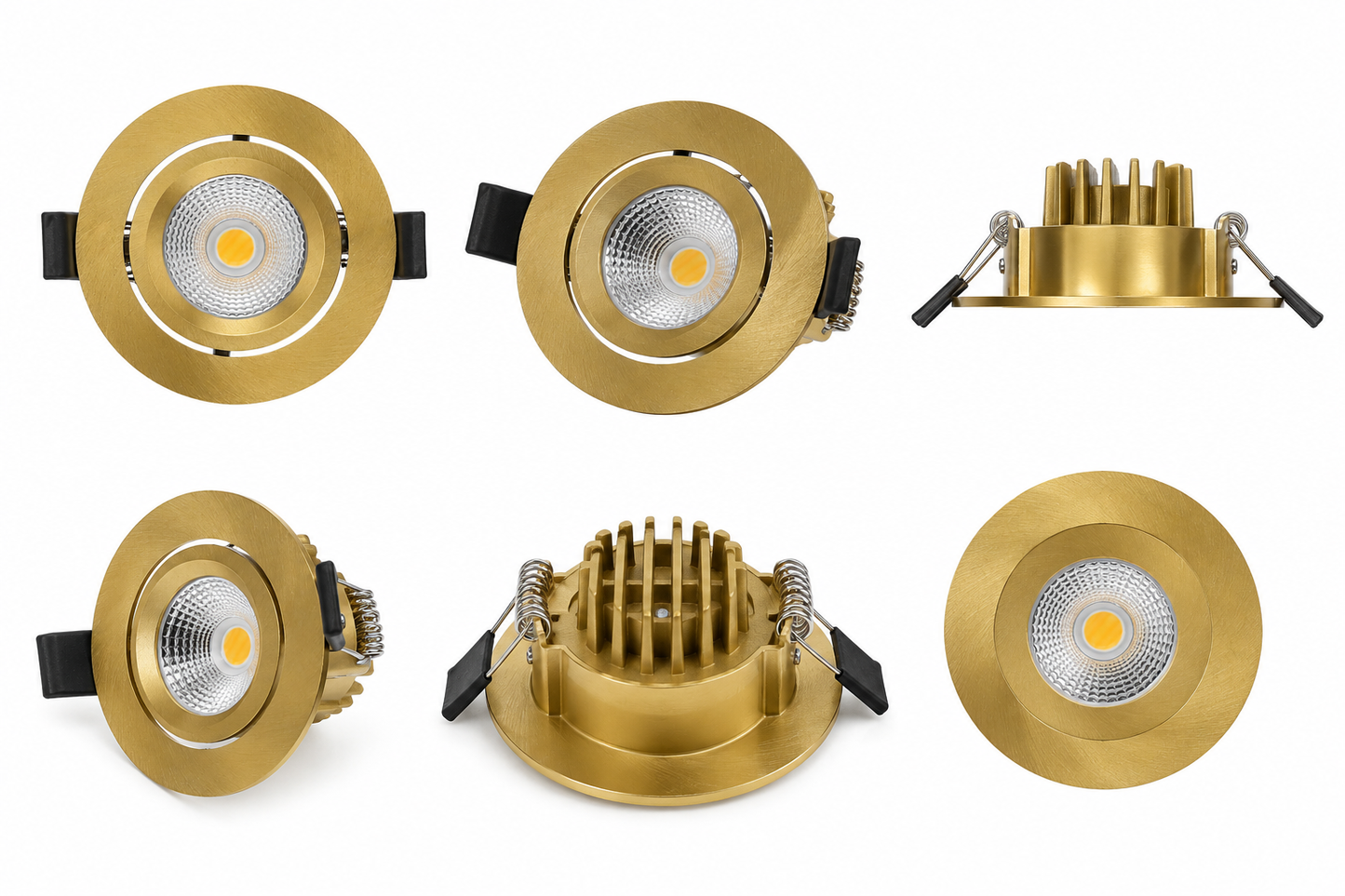 LED Inbouwspot LUNA 6W  Dimbaar  Messing  CCT-Switch  IP65