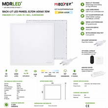 LED Paneel 60x60 30W | MiBoxer CCT | Back-lit | UGR<19 | Incl. Eurosnoer | MDRLED®.