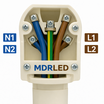 Perilex Steckeradapter auf 2x230V über 2 Phasen verteilt MDR LED®