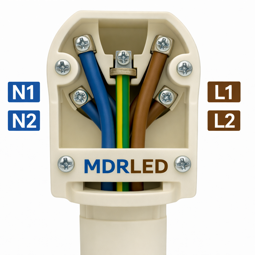 Perilex Stekker Verloop naar 2x230V contra over 2 Fasen Verdeeld - MDR LED®