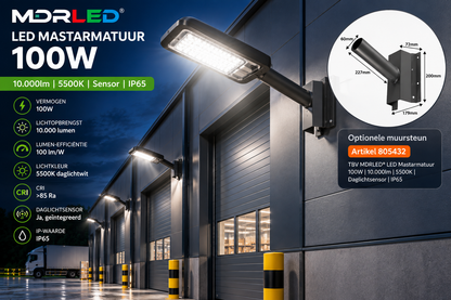 MDRLED® LED Mastarmatuur 100W | 10.000lm | 5500K | Daglichtsensor | IP65  Actie