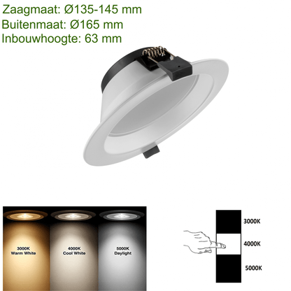 LED Downlight Ginevra | CCT-Switch | Ø135 | 16W | Wit