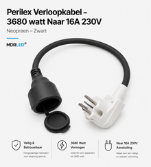 Perilex Adapterstecker Länge 0,5M auf 16A 230V Contra 3x1,5mm 3680Watt MDRLED®