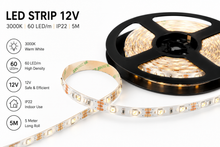 LED Strip 12V | 3000K | 60 LED/m | IP22 | 5M | MDRLED Premium