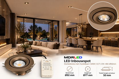 LED Inbouwspot Donkerbrons 4/6W CCT | CRI >98