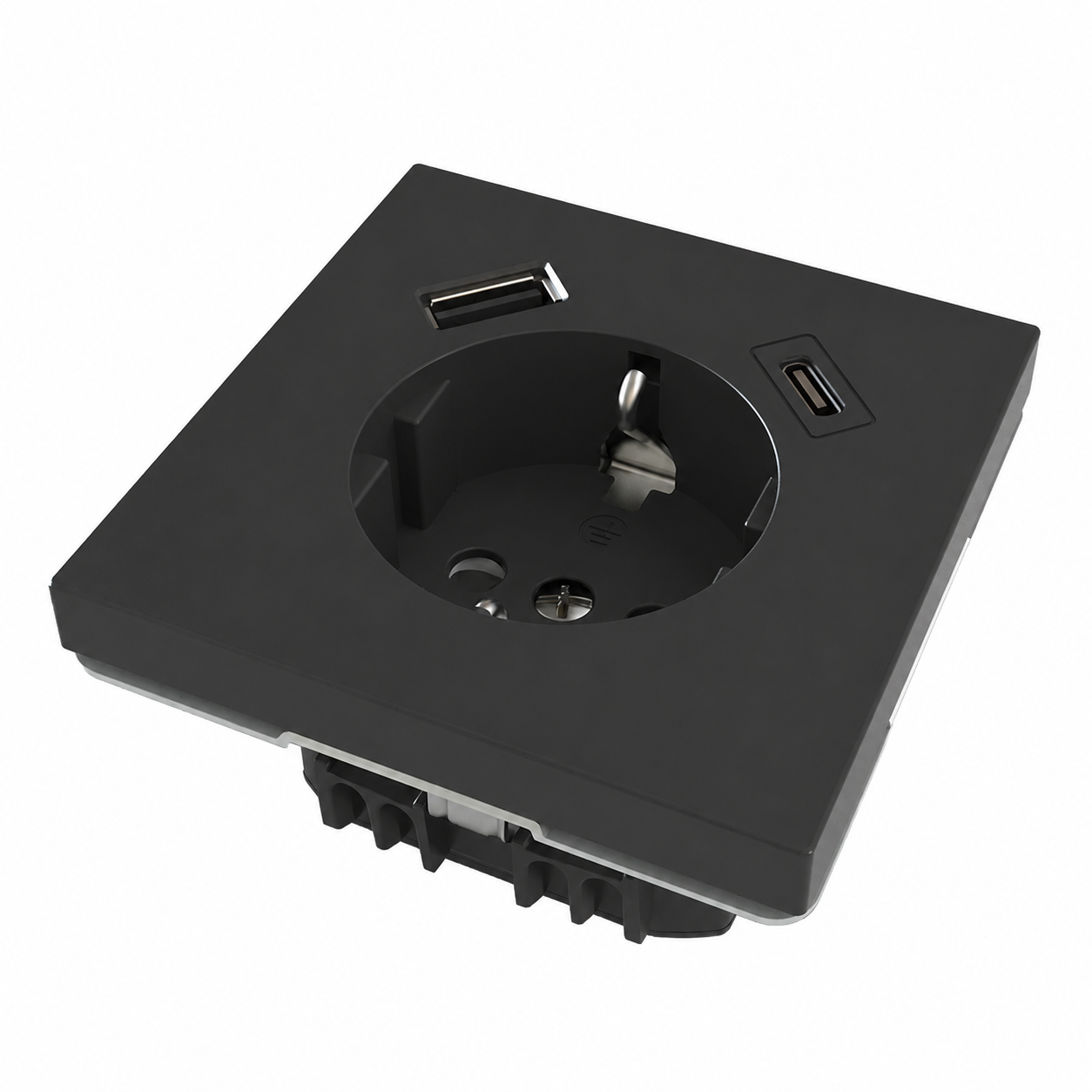 Wandcontactdoos RA met USB-A & USB-C | Wit/Zwart
