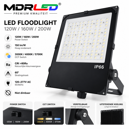 LED Schijnwerper AURUS 120/160/200W | CCT & Power Switch | IP66