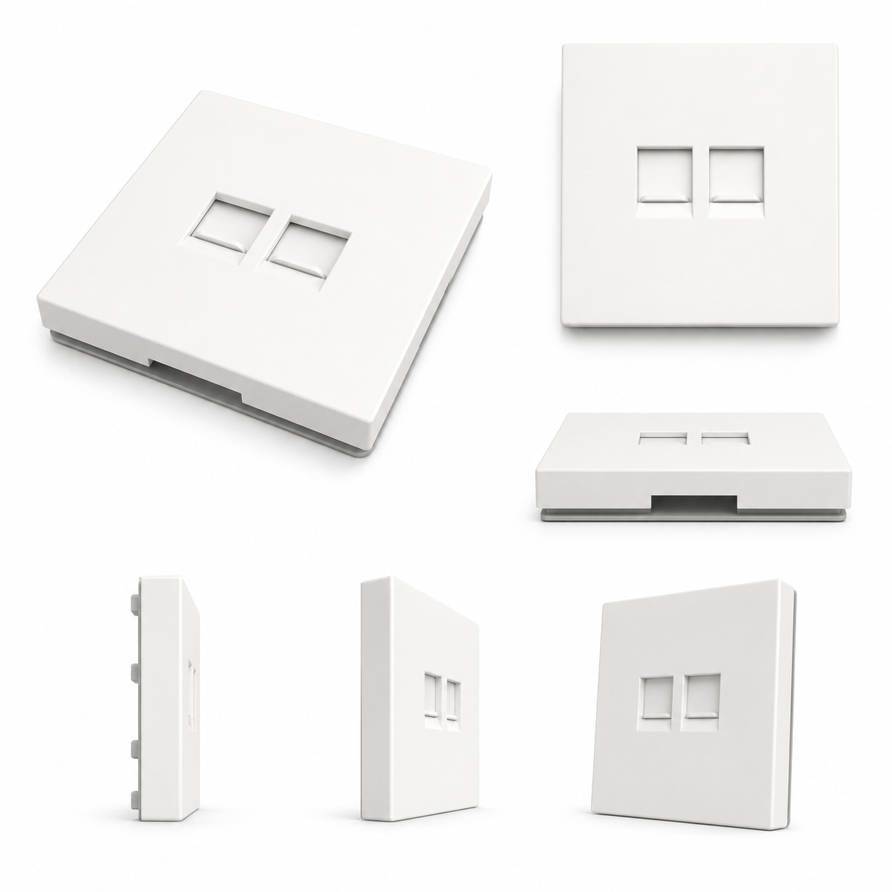 RJ45 Netwerkdoos 2-Voudig Wit | Dubbele Ethernet Wandcontactdoos | Inbouw | IP20